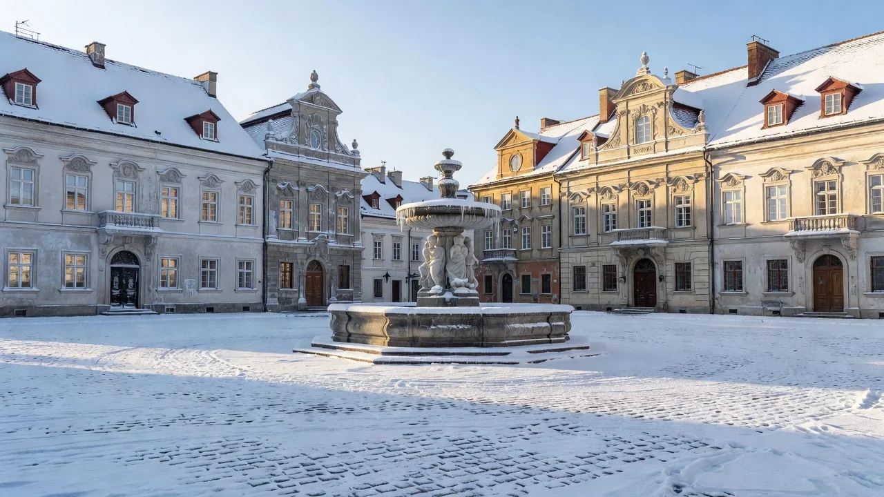 Šternberské náměstí v zimním světle, místo událostí 4. března 1919